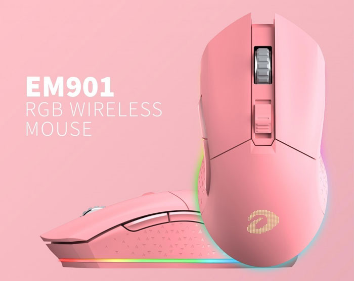 Chuột Không Dây Dare-U EM901 Gemini Queen Pink RGB Gaming Wireless (Hồng)